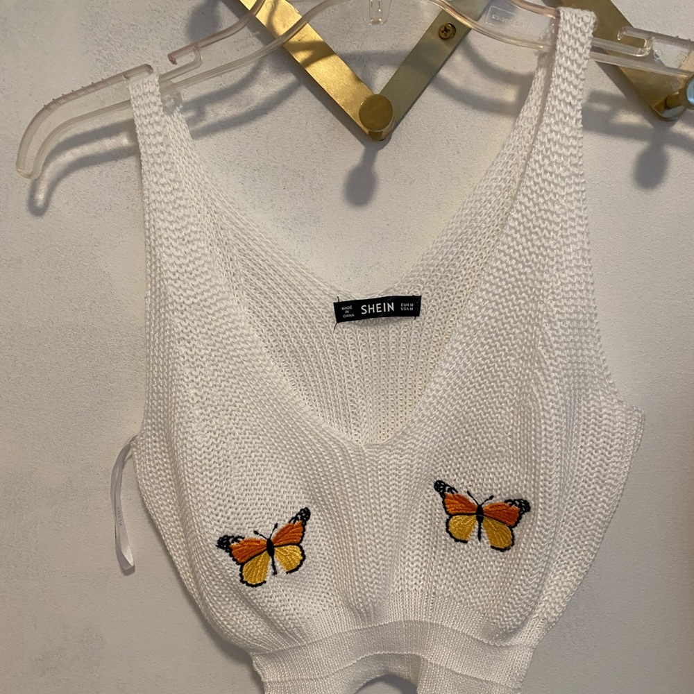 Crochet butterfly crop top